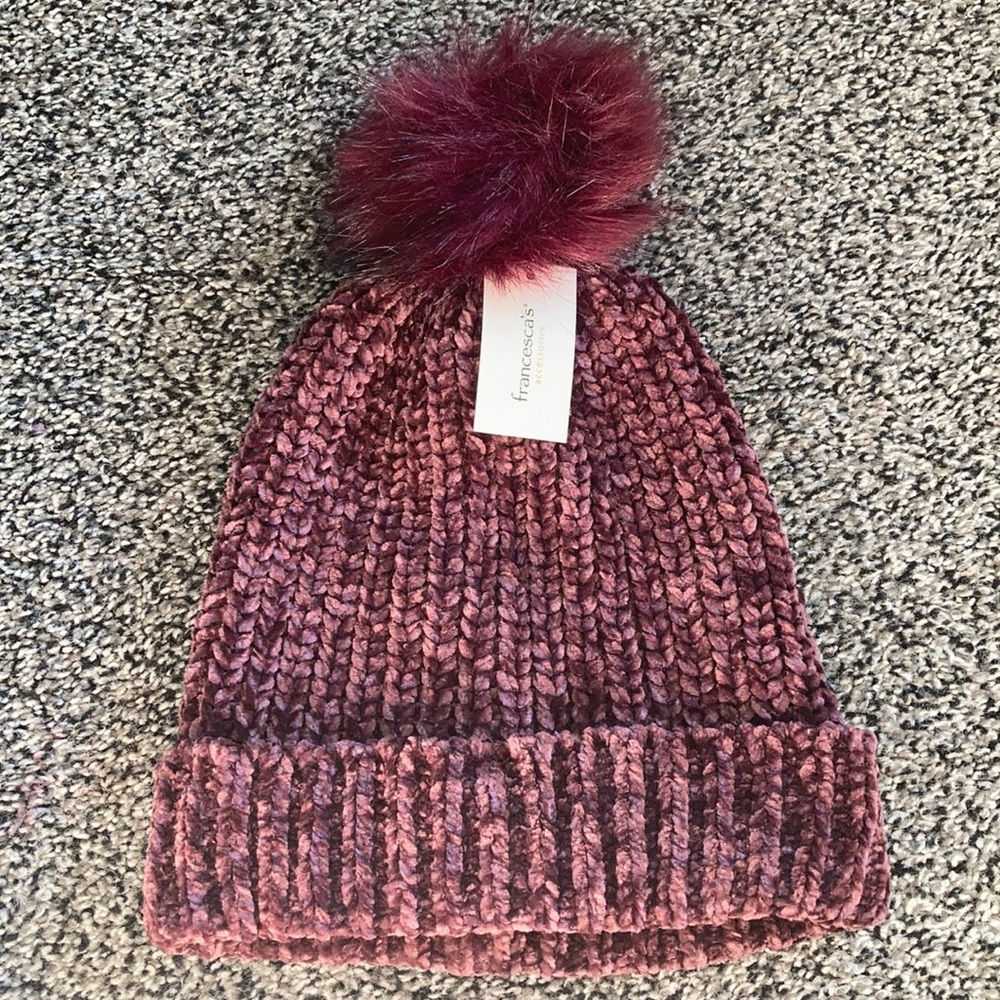Francesca’s Burgundy Velvet Winter Hat